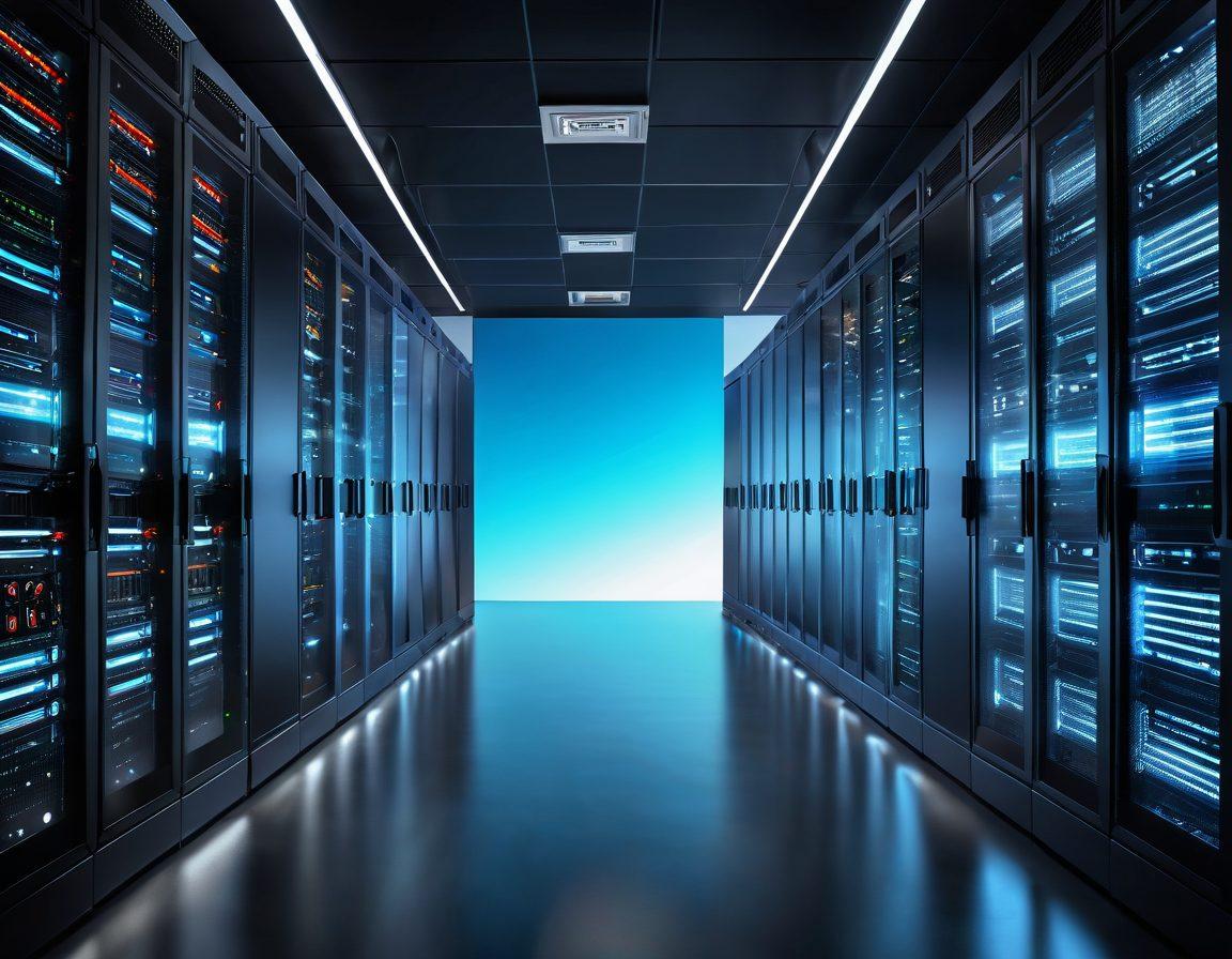 A high-tech, split-screen image showcasing two distinct types of server environments: one half displaying a sleek, modern virtual private server setup with virtual connections and data flow visualizations, and the other half illustrating a robust, dedicated server room with multiple physical servers, cables, and glowing LED lights. A subtle light gradient transitioning between the two halves to signify decision-making. super-realistic. vibrant colors.